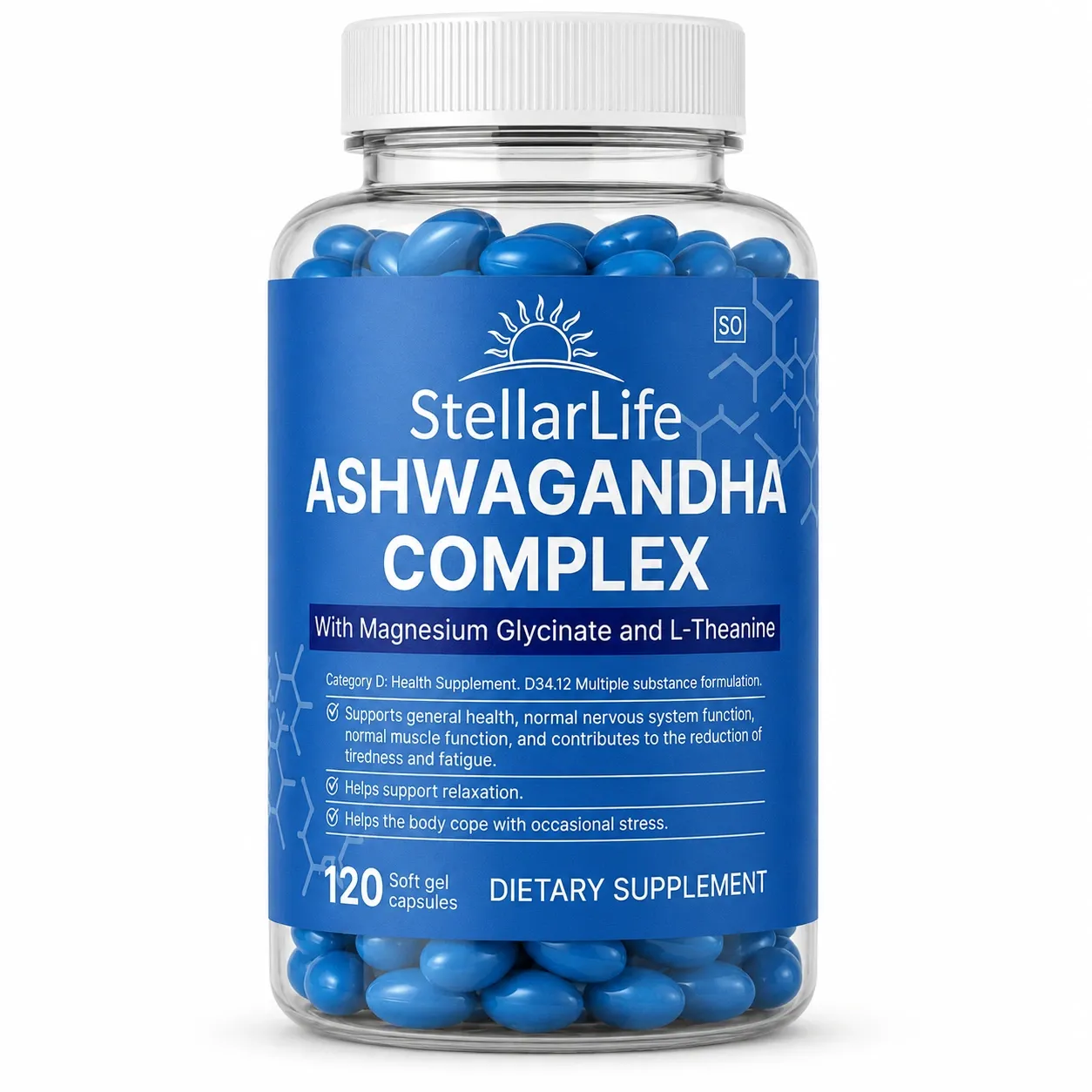 [SL0002] StellarLife Ashwagandha Complex 120 Soft Gel Capsules